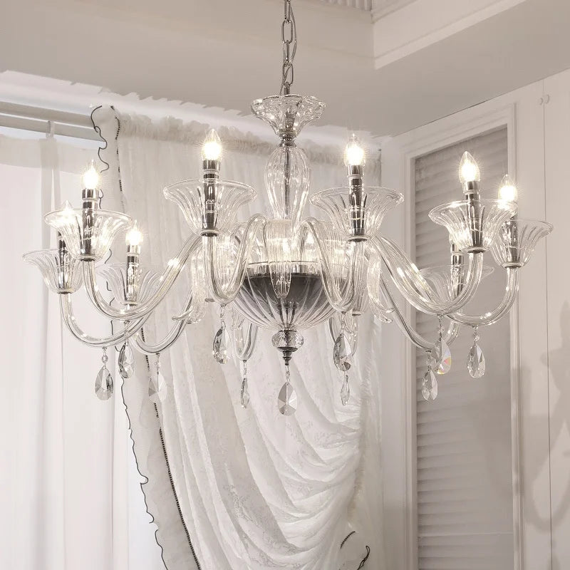 French Luxury Candle E14 Chandelier Decor Living Room Creamy Style Pendant Light Romantic Bedroom Hanging Lamp Led Luminarias