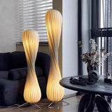 Light Luxury Wooden Curved Shade Floor Lamp Modern Standing Lamp for Living Room Bedroom Entryway Home Interior Decor Lighting