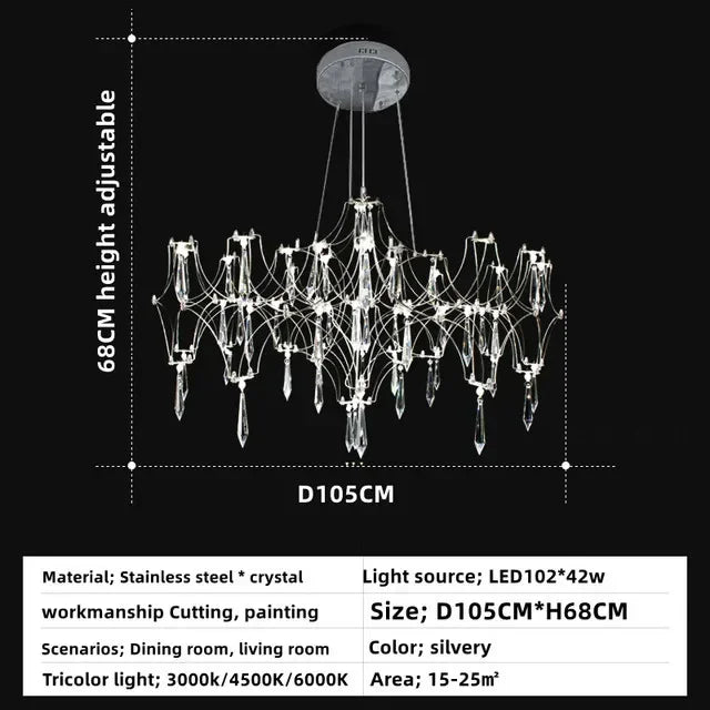 Modern Luxury Crystal Chandelier LED Starry Crystal Chandelier for Villa Parlor Bedroom Living Room Firefly Ceiling Chandeliers