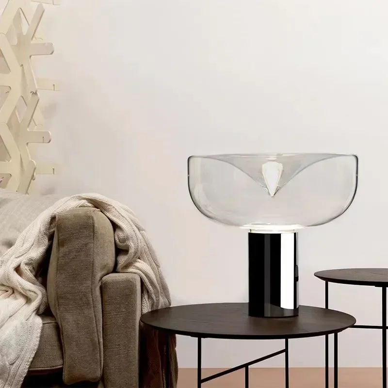 Modern Simple Bedside Table Lamp Nordic Light Luxury Radar Design Model Living Room Bedroom Bedside Light Glass Decorative LED