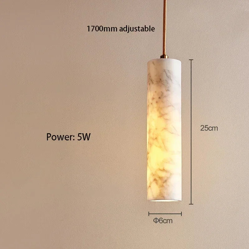 Spanish Marble Pendant Light Luxury Natural Veins Stone Copper Suspension Luminaire for Dining Kitchen Bar Bedside Hanging Lamp