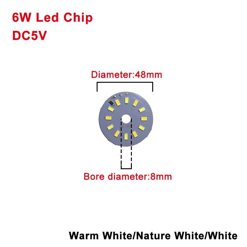 DC5V Dimmable LED chip 5W 6W 10W Surface Light Source SMD 5730 LED Light Beads DIY Tricolor Adjustable LED Bulb White Warm White