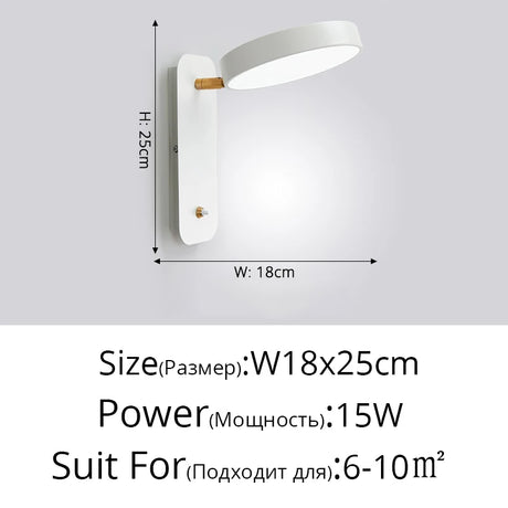 Nordic Macaron Wall Sconce Rotatable With Switch TV Background Wall Lights Modern Bedroom Bedside Aisle Home Reading Wall Lamps