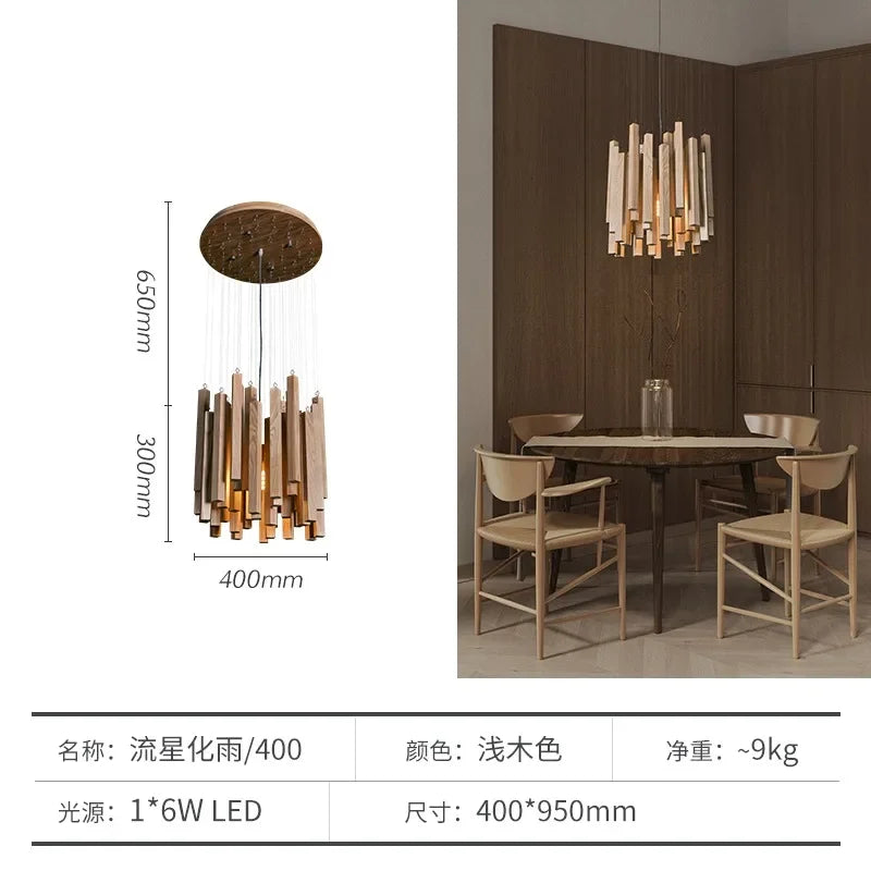 Retro Wooden Hanging Chandelier Light For Dining Living Room Farmhouse Kitchen Table Solid Wood Led Pendant Chandelier Lamp