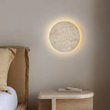 Wabi-Sabi Japanese Style Bedroom Bedside Wall Lamp Retro Homestay Corridor Aisle Porch Round Yellow Travertine Led Lighting