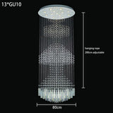 Modern Long Crystal Chandelier Flush Mount Ceiling Light for Duplex Villa Staircase Hotel Lobby Decoration
