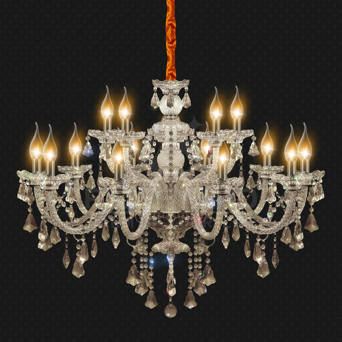 Luxurious Crystal Chandelier Lights 15 Arms K9 Crystal Ceiling Pendant E12 Lamps For Home Living Room Hotel Lobby