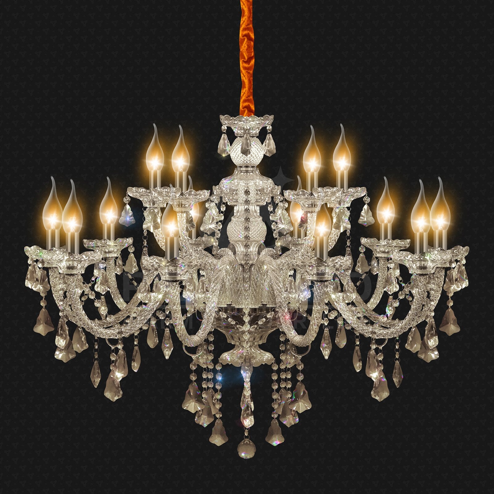 Luxurious Crystal Chandelier Lights 15 Arms K9 Crystal Ceiling Pendant E12 Lamps For Home Living Room Hotel Lobby