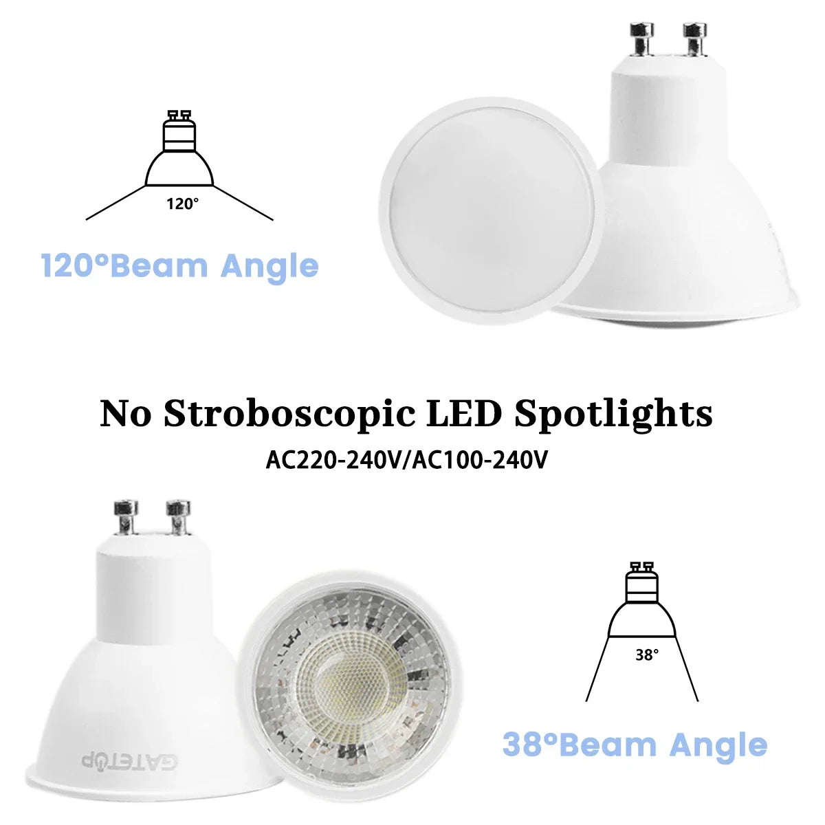 3pcs AC220V 120V No Flicker GU10 Spot lights 5W 6W 7W 8W 9W LED Bulb GU10 Replace 50w halogen lamp for home Lighting derection