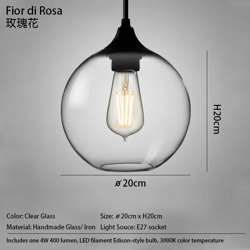 Caren Lighting handmade Glass Modern Nordic hanging loft Glass Pendant Light decor Lights Fixtures led filament dinningroom Lamp