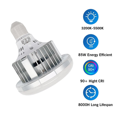 Andoer 85W LED Light Bulb 3000K-6500K Photography Lamp Bulb Energy-saving E27 Mount Remote Control for Photography Studio Home