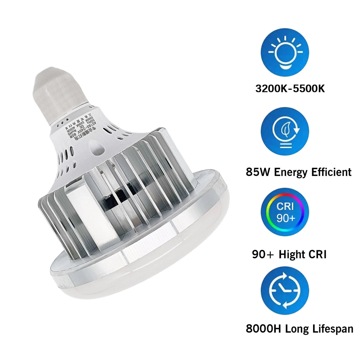 Andoer 85W LED Light Bulb 3000K-6500K Photography Lamp Bulb Energy-saving E27 Mount Remote Control for Photography Studio Home