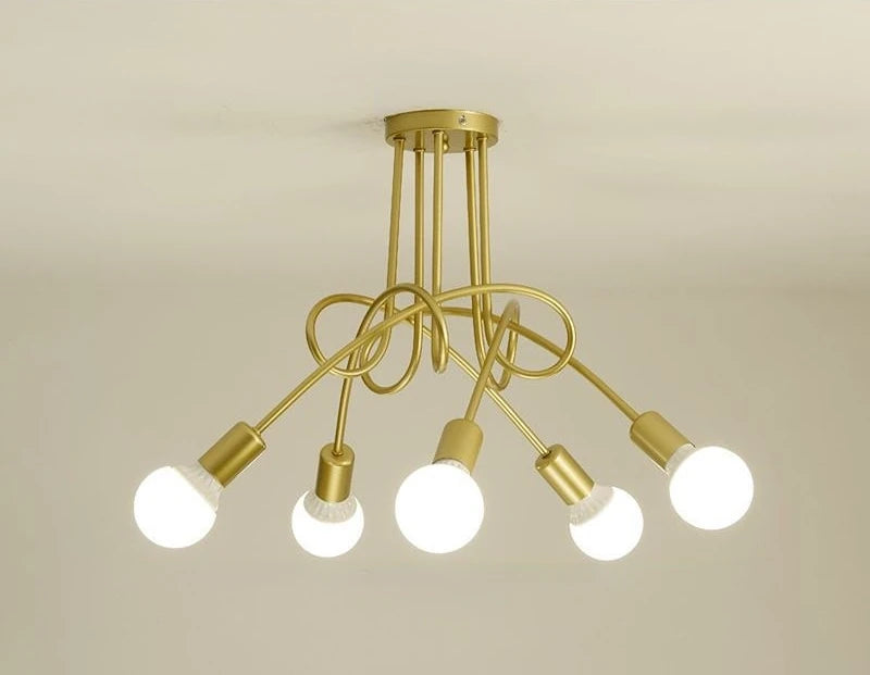 American Retro Ceiling Light Wrought Iron LED E27 Chandelier Black and White Lamp Living Room Decoration Home Lighting Fixture
