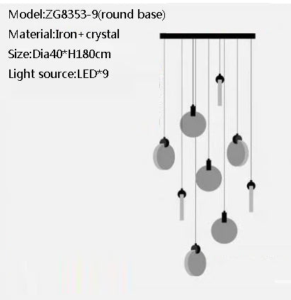 Duplex Staircase Pendant Lamps 2025 New Light Luxury Crystal Revolving Jump Floor Loft Apartment Living Room Long Chandeliers