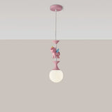 Children's Room Bedroom Pendant Light Eye Protection Cartoon LED Carousel Creative Pink Decoration Room Pendant Light