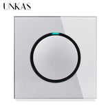 Modern 2-Way Pass Through Light Switch - Gray Glass Panel with LED Indicator