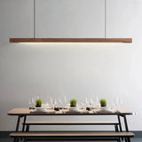 Wood Pendant Light LED Wooden Hanging Lamp LED Pendant Linear Light Wood Long Kitchen Island Lamp for Dining Living Room Office