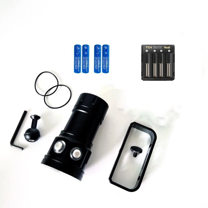 FUNNYDEER A10 LED 7000LM 100W 18650 Diving Light Highlight Torch Diving Flashlight Underwater 100M Waterproof Video Camera Light