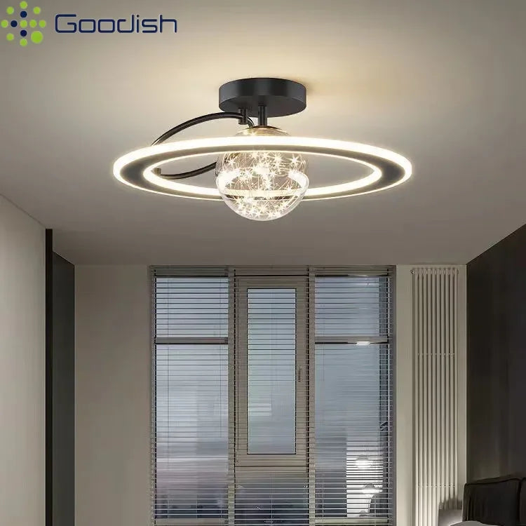 Modern Planet LED Ceiling Lights Lovely Crown Star Chandelier for Living Dining Room Kid's Bedroom Home Decoration Lamps Lustre
