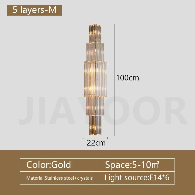 Luxury Crystal LED Wall Lamp - Sconce Light Fixture for Villa, Club, Banquet Hall, Living Room Background & Corridor