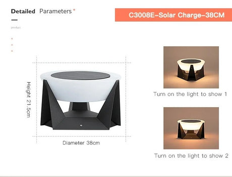 VZVI Solar Lights Outdoor Garden Light Column Lamps Post Light Waterproof Fence Gate Cap Light Lantern Head Lamp Patio Decor