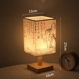 Chinese Style Dimmable LED Table Lamp with Square Fabric Shade - Bedside Desk Light