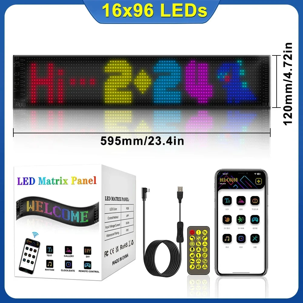 Smart Bluetooth APP LED Matrix Pixel Panel Programmable Flexible Scrolling LED Display Night Light for Car Store Hotel Bar