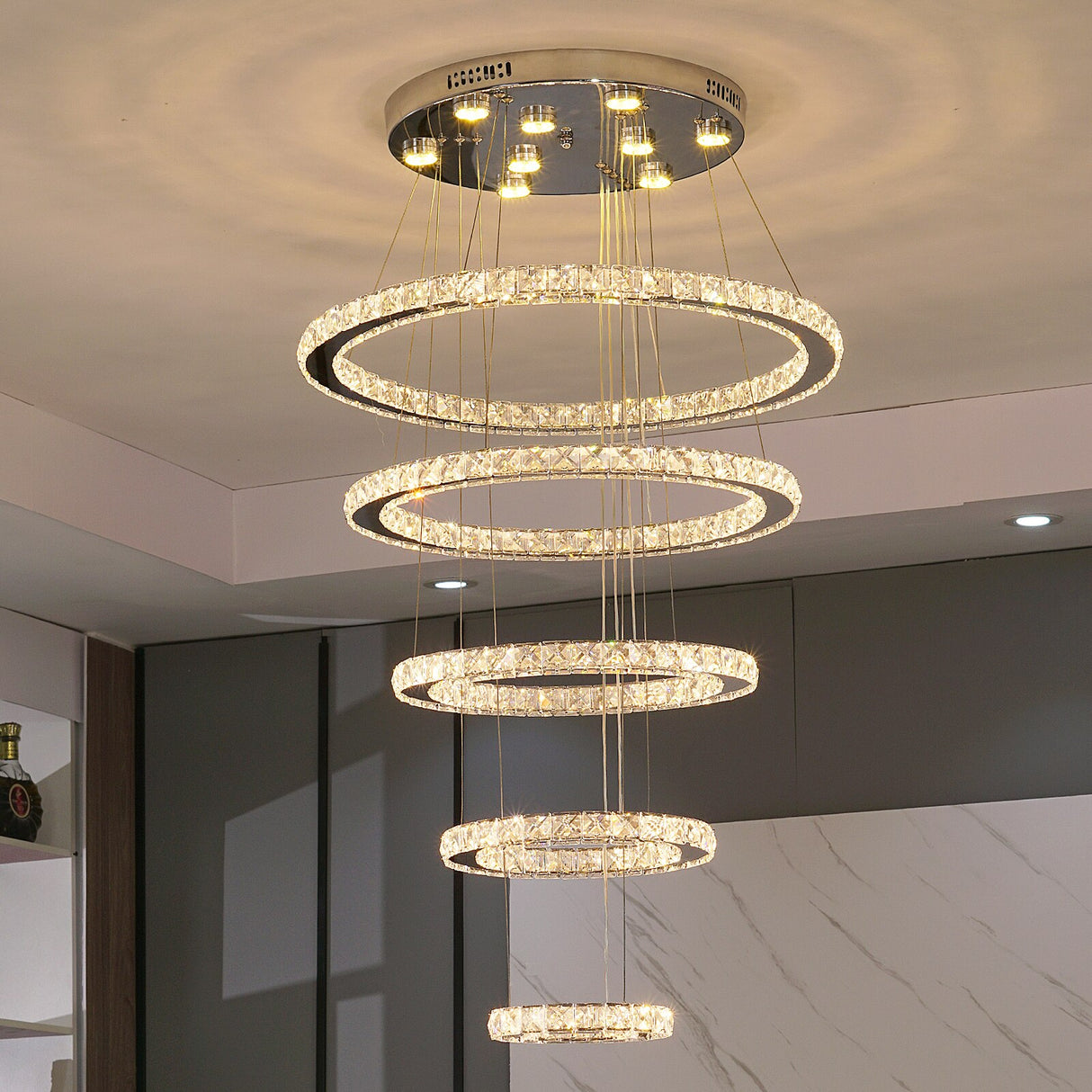 Modern Luxury Led Crystal Chandelier Hanging Lighting Crystal Lustre Pendant Lamparas Ceiling Fixtures Luminaire for living room