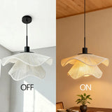 Handmade Rattan Flower Pendant Lamp - Organic LED Chandelier for Living Room
