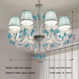Light Blue K9 Crystal Lustre Led Chandelier Lighting Living Room Candle Pendant Lights Romantic Home Decor Led Luminarias Lamp