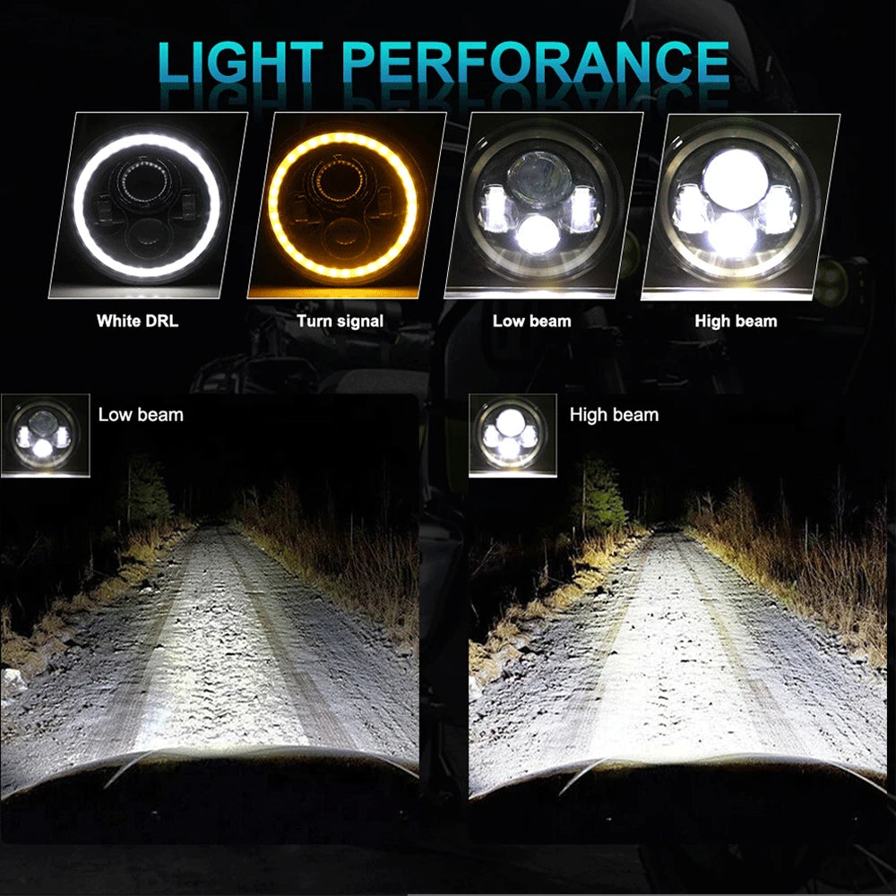 7 Inch LED Headlights for Jeep Wrangler Off Road suzuki samurai led Spotlights 7 inch Headlamp Angel Eyes DRL Running Lamp H4 H13