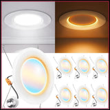 6-Pack 6-Inch LED Retrofit Night Light Downlight - 1000LM CCT Selectable