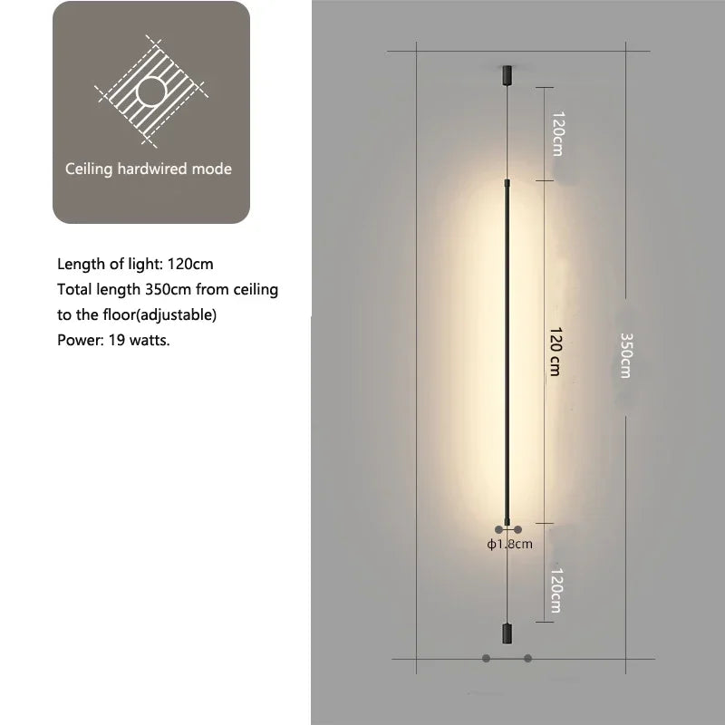 Suspension Slim Line LED Floor Light Hanging Pendant Lamp Living Room Bedroom Modern Minimalist Home Lighting Fixture