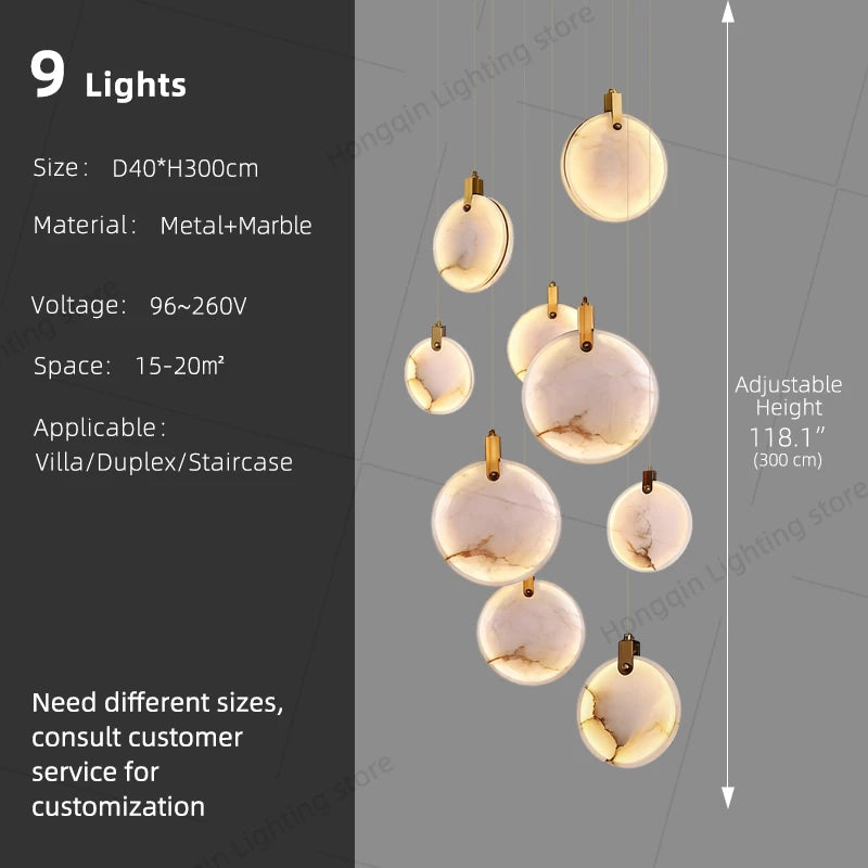 Staircase Pendant Light Lustre Minimalist Duplex Loft Marble Chandelier Villa High Ceiling Hanging Lamp Long Stair Chandelier
