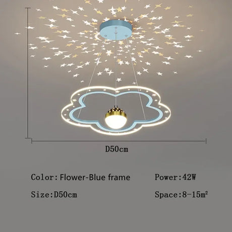 Modern Creative Star Children's Room LED Chandeliers for Bedroom Study Design Ring Lamp Home Decors Cartoon Warm Lighting Fixture