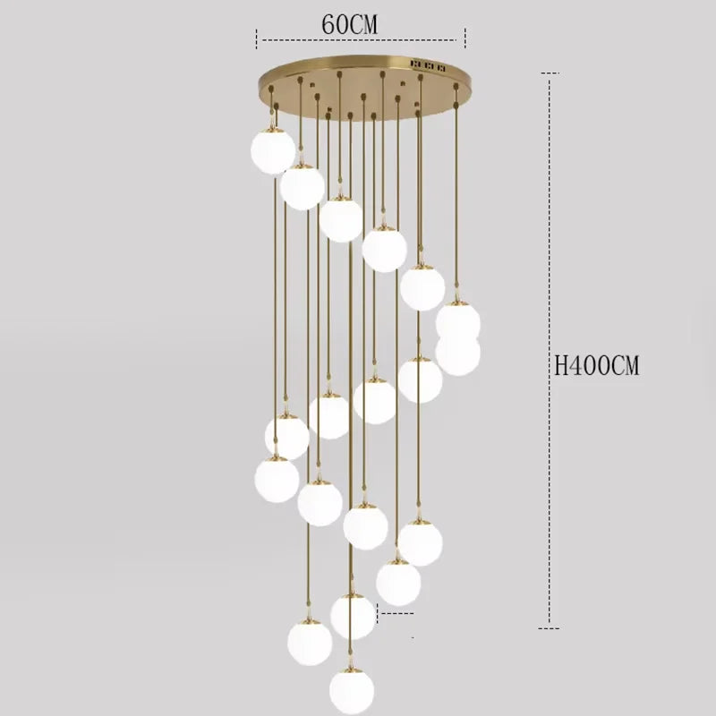 2026 Nordic White Ball Chandelier Lights Modern Led Long-Line Minimalist Lamp Living Room Villa Hotel Spiral Staircase Decor Lam