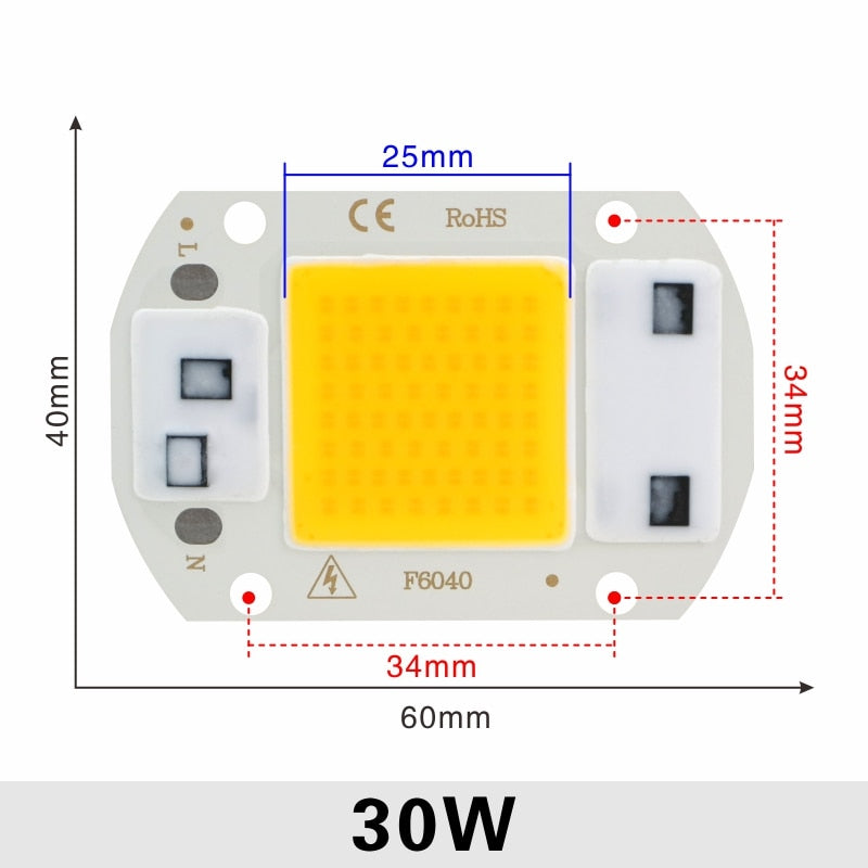 110V 220V LED Chip 10W 20W 30W 50W COB Chip No Need Driver LED Lamp Beads for Flood Light Spotlight Lampada DIY Lighting