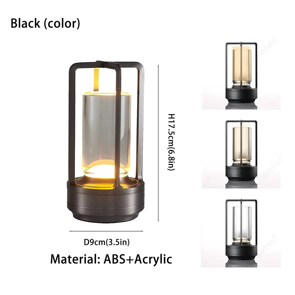Cordless LED Table Lamp (Rechargeable Battery) - Creative Atmosphere Desk Light for Outdoor Camping, Restaurant, Bar & Bedroom Bedside Decor