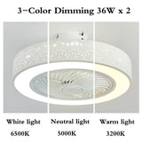 Ceiling Fan with Light, LED Dimmable Ceiling Fans with Remote Control, 3 Speeds Reversible, for Bedroom Study Room, White, 50cm