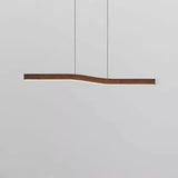 Retro Camur Linear Pendant Light Walnut Wood Grain Long Strip Lamps Restaurant Hanging Lamp Loft Artistic Creativity Dining Room