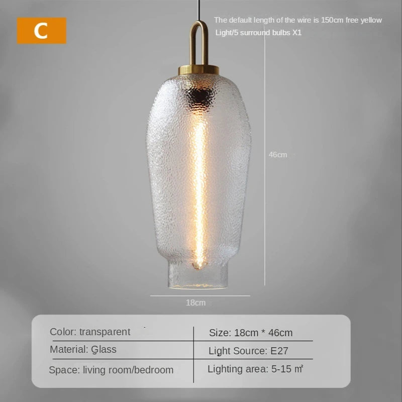 Modern LED Lantern Glass Ceiling Chandeliers Minimalist Nordic Living Dining Room Hanging Light Home Decors Pendent Lamp Fixtures