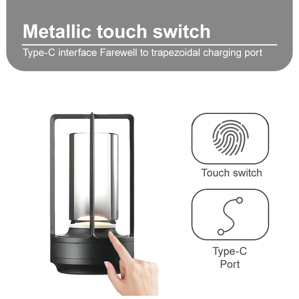 LED Cordless Table Lamp industrial style Metal Desk Lamps Outdoor Camping Atmosphere Light Restaurant Creative Night Lights