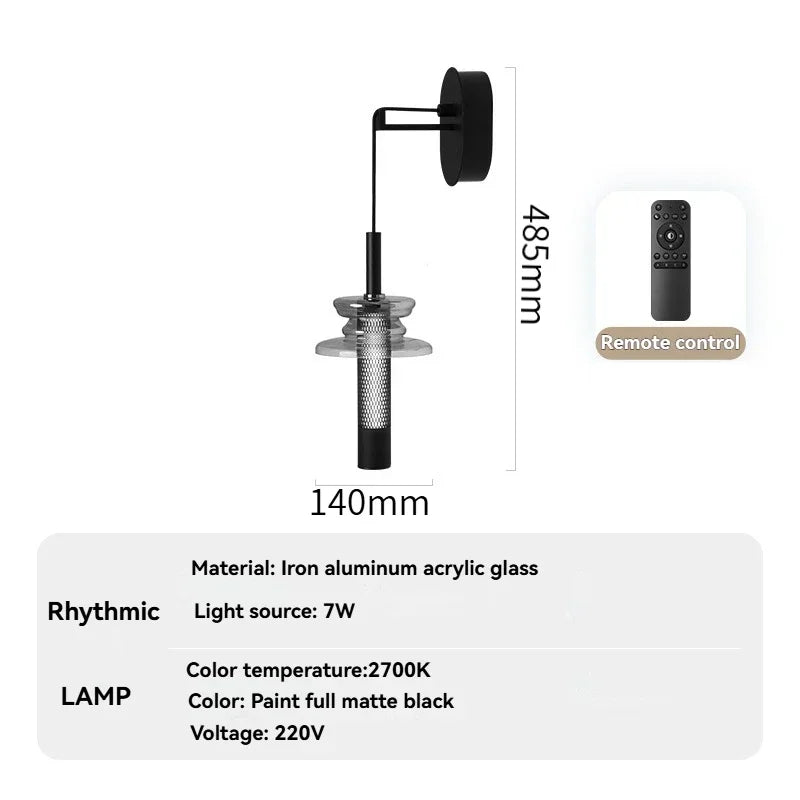 Modern Glass Pendant Light with Knob Switch - Bedside Hanging Night Light