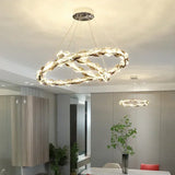 Chrome Modern Crystal Chandelier - Luxury LED Hanging Light for Living Room