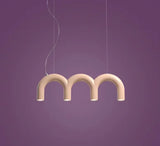 Oblure Arch Chandelier Post Modern Design Pendant Light for Coffee Living Room Kitchen U Shaped Lamp Blue Metal Macaron Lamp