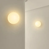New Concealed Base Glass Wall Lamps French Bauhaus Milky White Round Ball Wall Light for Bedside Living Room Bathroom Mirror Dec