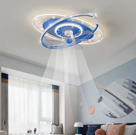 Modern LED Ceiling Fan with Remote - 6-Speed Silent Fan & Stepless Dimmable Light