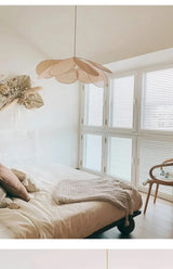 Fabric Flower Pendant Lamp Cloth Hanging Chandelier Light Fixture for Dining Room Living Room Bedroom