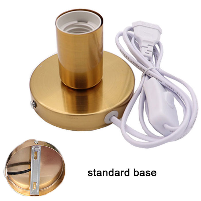 Anti-Slip Metal Desktop Lamp Base 180cm Cord E27 E26 Base Holder with on/off Switch, EU AU BS US Plug Screw Base for Table Lamp