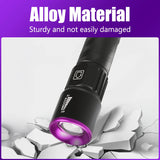 395NM UV Flashlight Rechargeable Ultraviolet Torch Pet Urine Scorpion Detector UV Lamp Anti-counterfeiting Bill Seal Detector